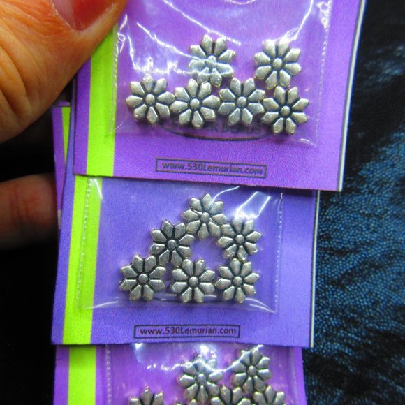 Silver Plated Flower Beads 10Pcs In Each Package Lot Of 3 Packages - Picture 3 of 3